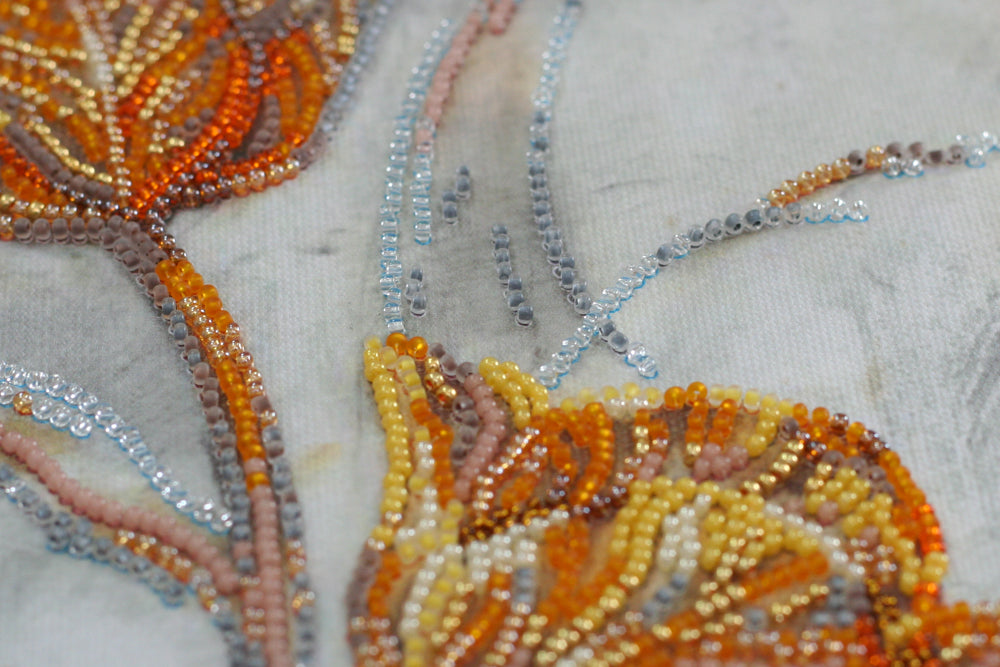 Bead Embroidery Kit Flowers DIY Craft Kit Seed Beads Needlepoint