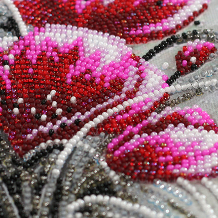 DIY Bead Embroidery Kit "Red emerald" 8.7"x15.7" / 22.0x40.0 cm