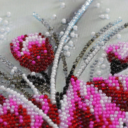 DIY Bead Embroidery Kit "Red emerald" 8.7"x15.7" / 22.0x40.0 cm