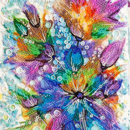 DIY Bead Embroidery Kit "Rainbow heart" 10.6"x14.2" / 27.0x36.0 cm