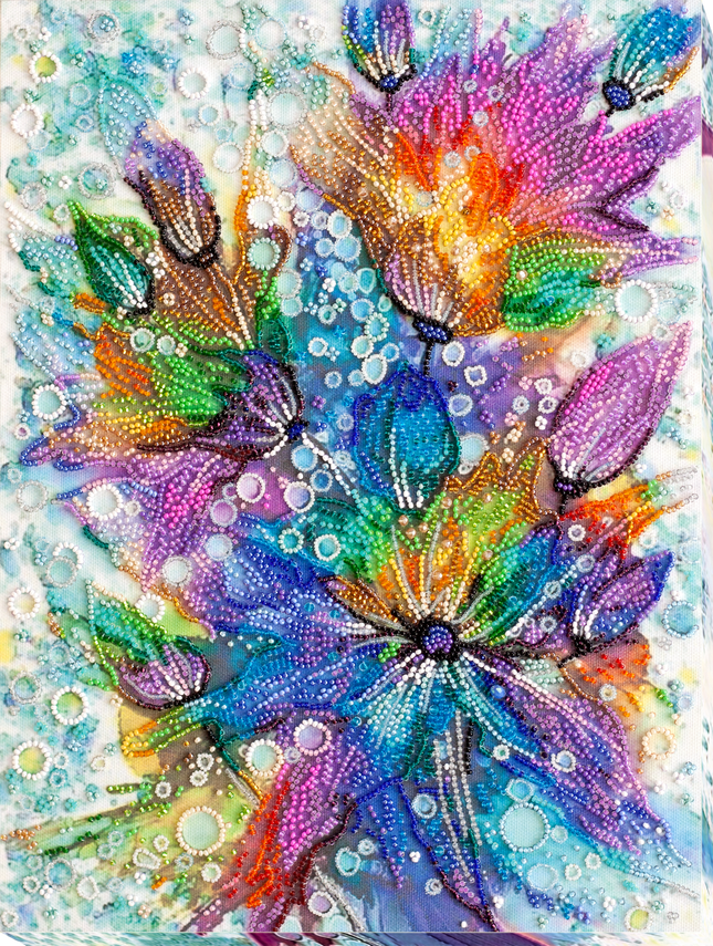 DIY Bead Embroidery Kit "Rainbow heart" 10.6"x14.2" / 27.0x36.0 cm