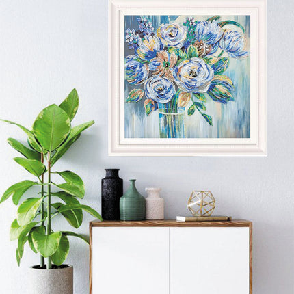 DIY Bead Embroidery Kit "Pastel bouquet" 12.2"x12.2" / 31.0x31.0 cm