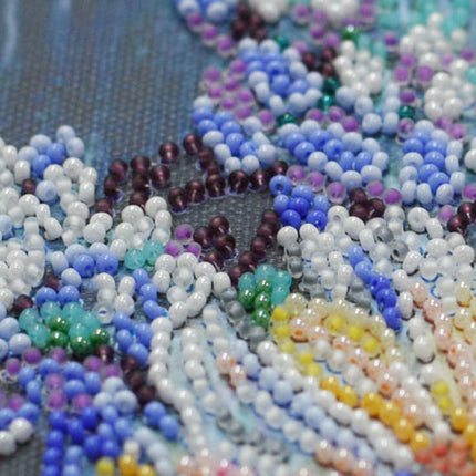 DIY Bead Embroidery Kit "Pastel bouquet" 12.2"x12.2" / 31.0x31.0 cm
