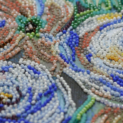DIY Bead Embroidery Kit "Pastel bouquet" 12.2"x12.2" / 31.0x31.0 cm