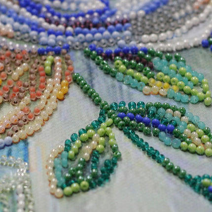 DIY Bead Embroidery Kit "Pastel bouquet" 12.2"x12.2" / 31.0x31.0 cm