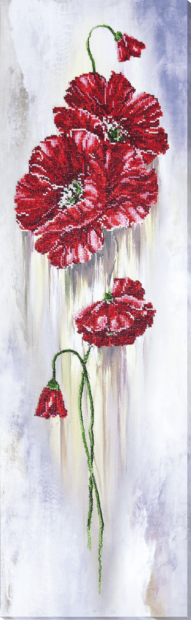 DIY Bead Embroidery Kit "Poppy flower" 10.2"x33.9" / 26.0x86.0 cm