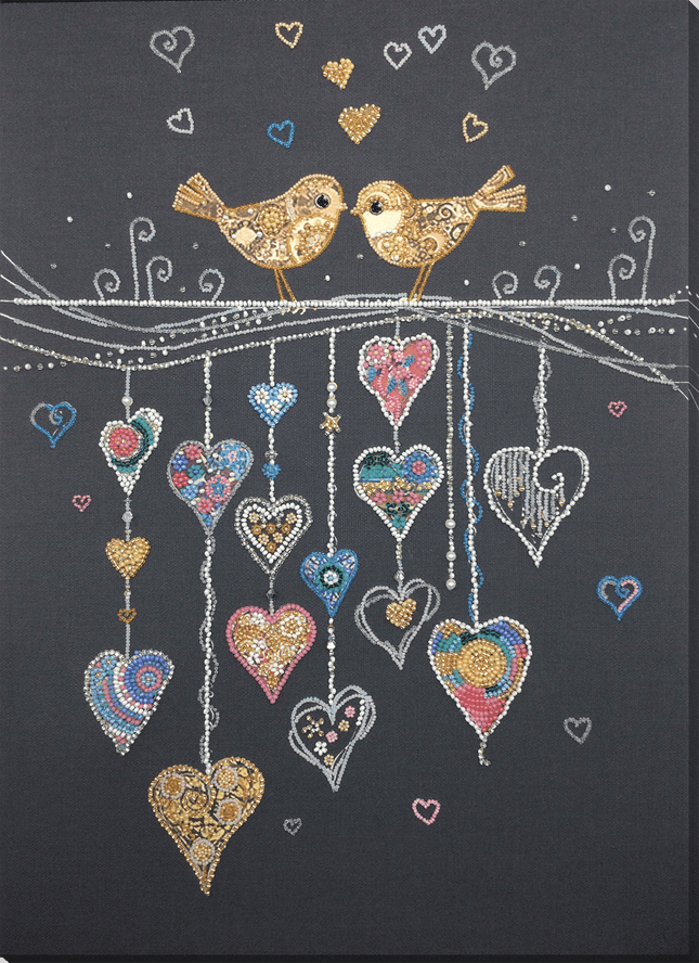 DIY Bead Embroidery Kit "Birds in love" 11.2"x15.7" / 28.5x40.0 cm