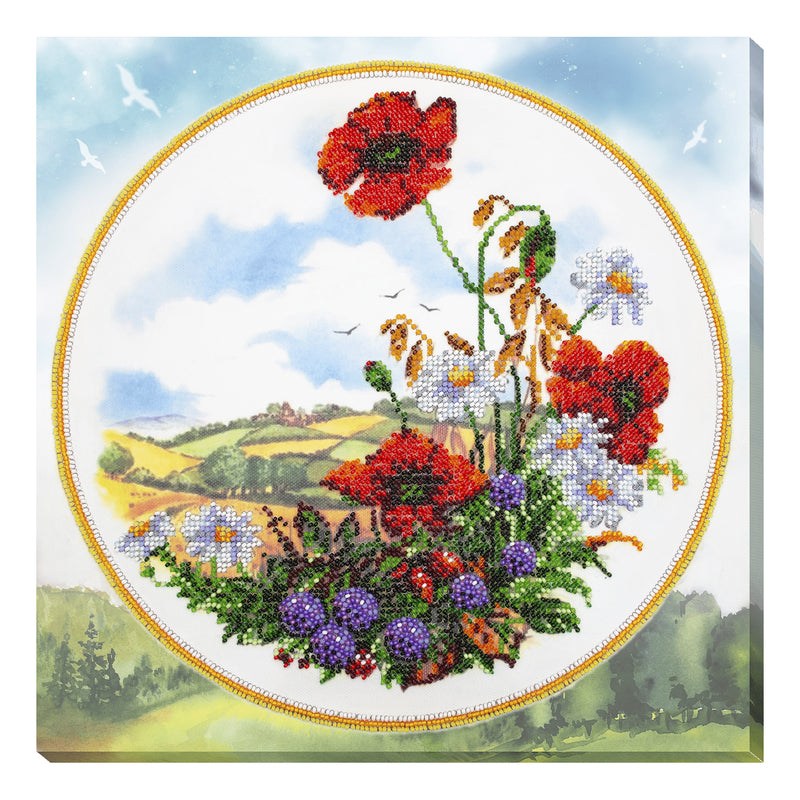 DIY Bead Embroidery Kit "Summer morning" 12.2"x12.2" / 31.0x31.0 cm