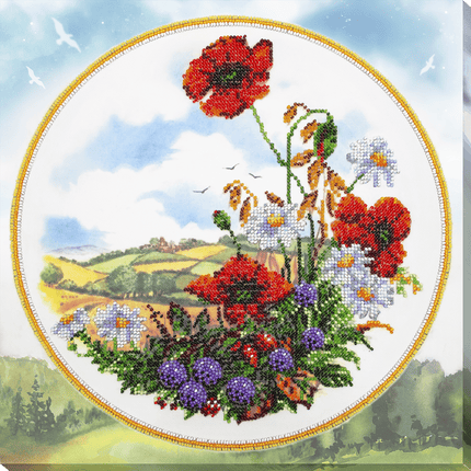 DIY Bead Embroidery Kit "Summer morning" 12.2"x12.2" / 31.0x31.0 cm