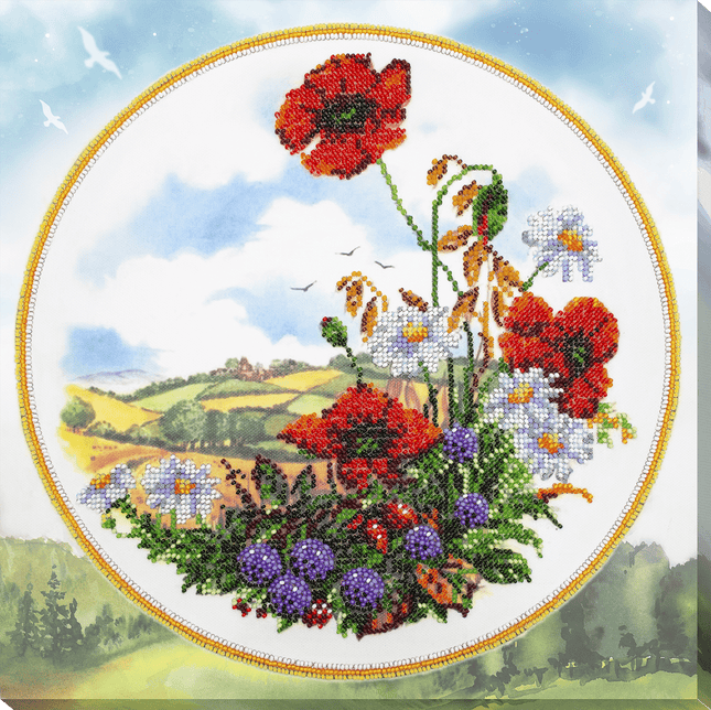DIY Bead Embroidery Kit "Summer morning" 12.2"x12.2" / 31.0x31.0 cm
