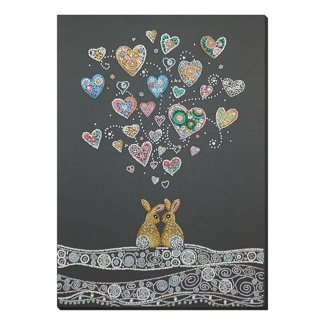DIY Bead Embroidery Kit "Rabbits in love" 11.2"x15.7" / 28.5x40.0 cm