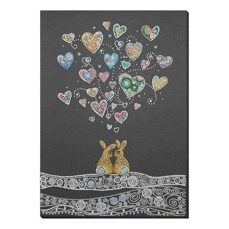 DIY Bead Embroidery Kit "Rabbits in love" 11.2"x15.7" / 28.5x40.0 cm