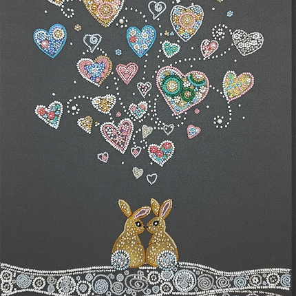 DIY Bead Embroidery Kit "Rabbits in love" 11.2"x15.7" / 28.5x40.0 cm