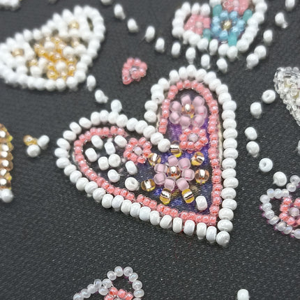DIY Bead Embroidery Kit "Rabbits in love" 11.2"x15.7" / 28.5x40.0 cm