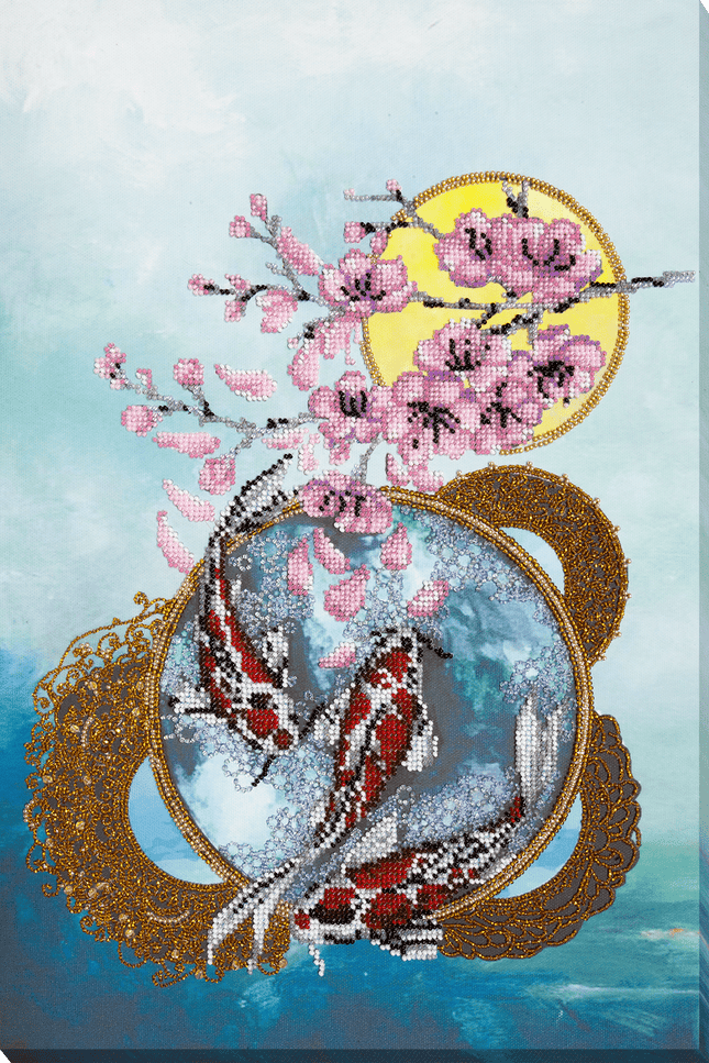 DIY Bead Embroidery Kit "Flower carps" 11.8"x17.7" / 30.0x45.0 cm