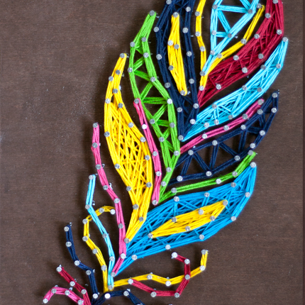 String Art Creative DIY Kit "Multicolored feather" 7.5"x11.4" / 19.0x29.0 cm
