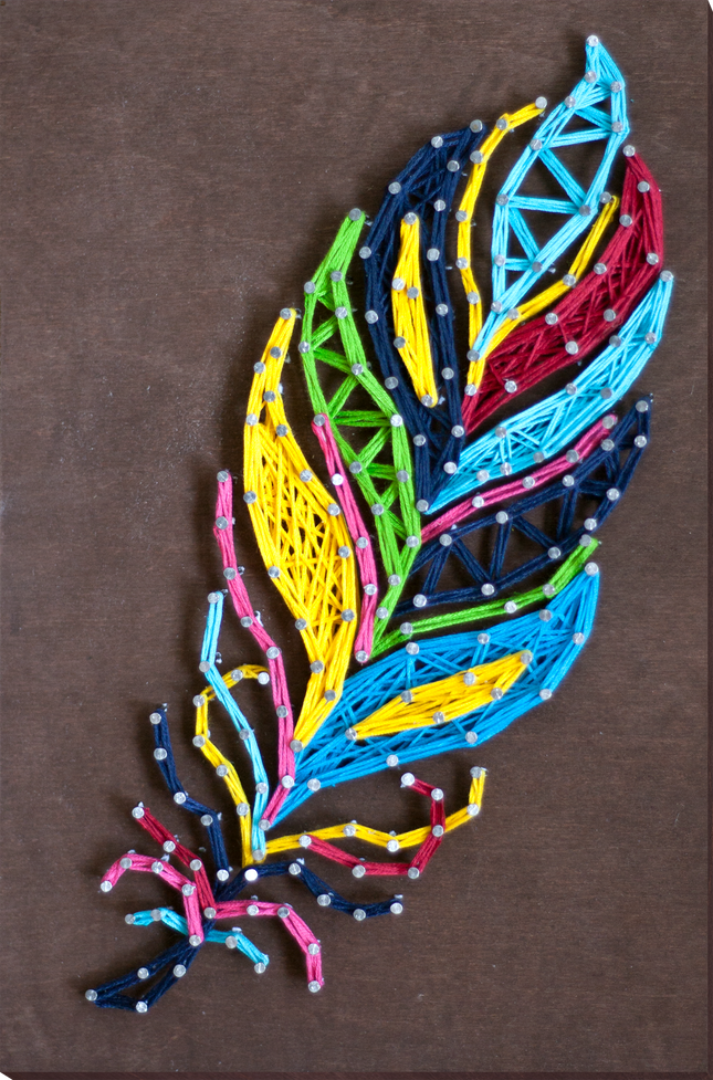 String Art Creative DIY Kit "Multicolored feather" 7.5"x11.4" / 19.0x29.0 cm