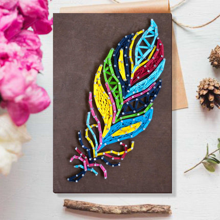 String Art Creative DIY Kit "Multicolored feather" 7.5"x11.4" / 19.0x29.0 cm