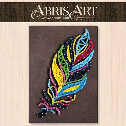 String Art Creative DIY Kit "Multicolored feather" 7.5"x11.4" / 19.0x29.0 cm