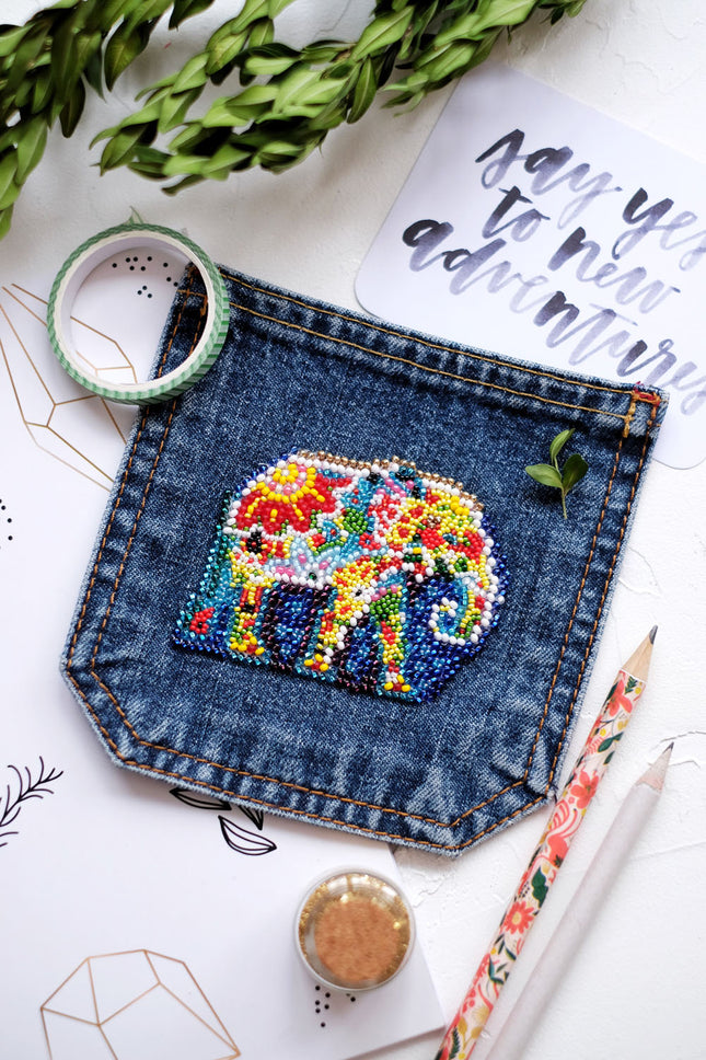 Bead embroidery patch kit "Elephant"
