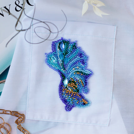 Bead embroidery patch kit "Blue gold-A"