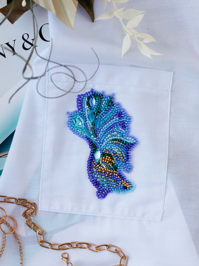 Bead embroidery patch kit "Blue gold-A"