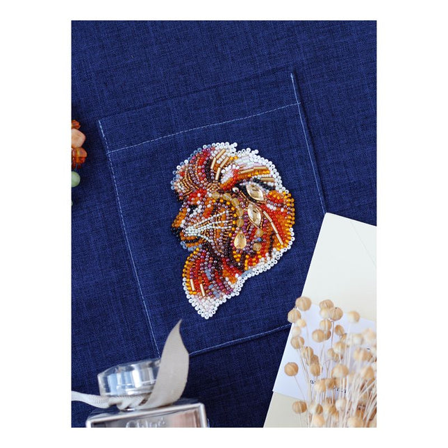 Bead embroidery patch kit "Firemane lion-А"