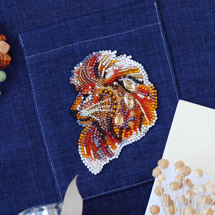 Bead embroidery patch kit "Firemane lion-А"