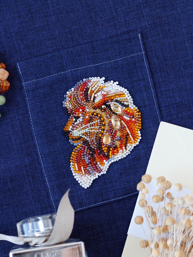 Bead embroidery patch kit "Firemane lion-А"