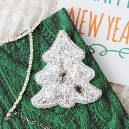 Beadwork kit for creating brooch "White spruce"