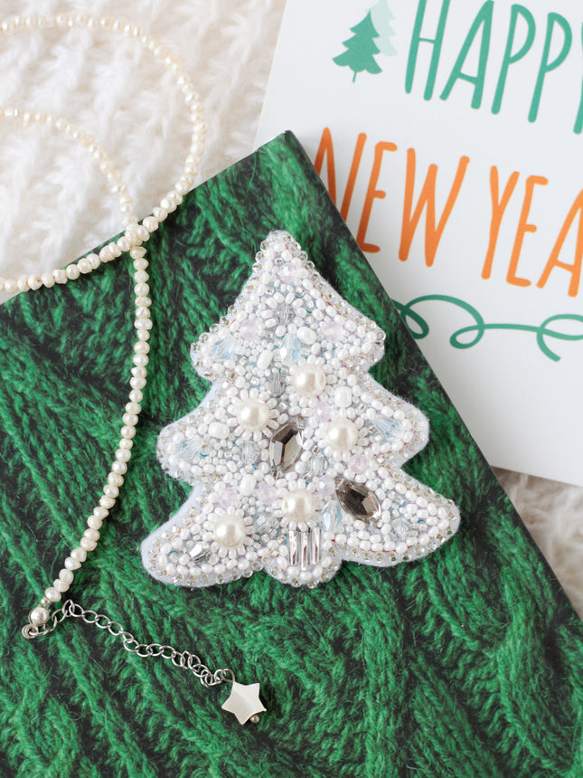 Beadwork kit for creating brooch "White spruce"