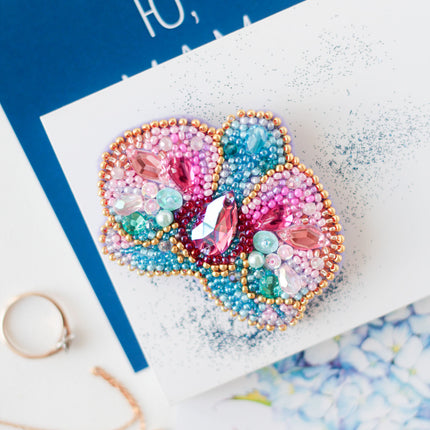 Beadwork kit for creating brooch "Orchid"