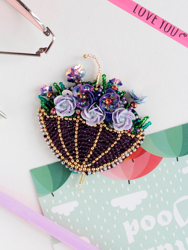 Beadwork kit for creating brooch "Umbrella"
