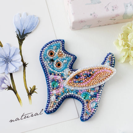 Beadwork kit for creating brooch "Fairy cat"