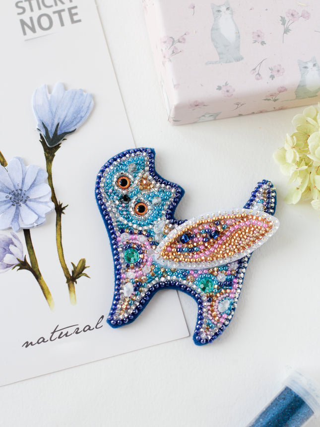 Beadwork kit for creating brooch "Fairy cat"
