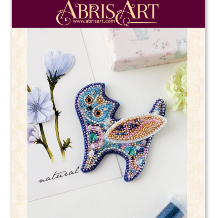 Beadwork kit for creating brooch "Fairy cat"