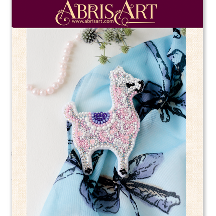 Beadwork kit for creating brooch "Pink llama"