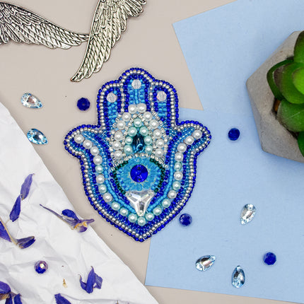 Beadwork kit for creating brooch "Hamsa Amulet"