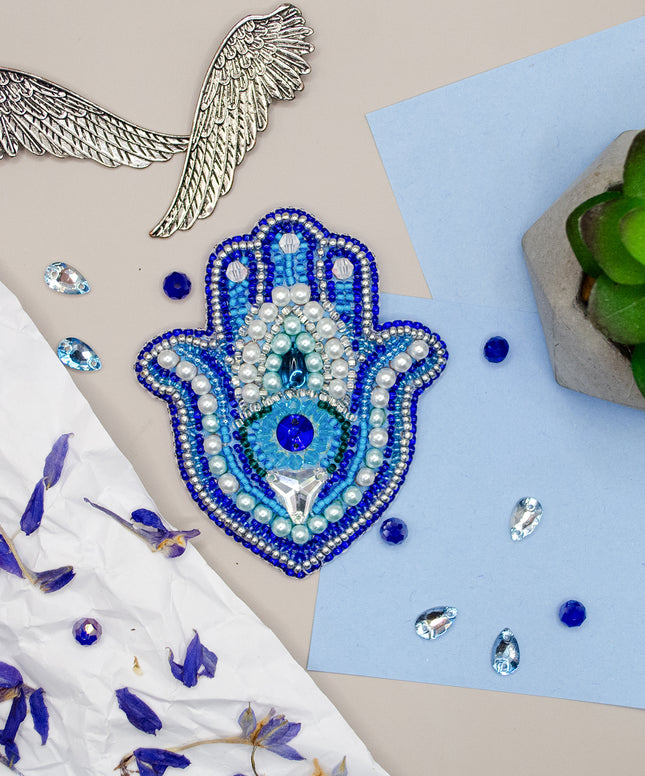 Beadwork kit for creating brooch "Hamsa Amulet"