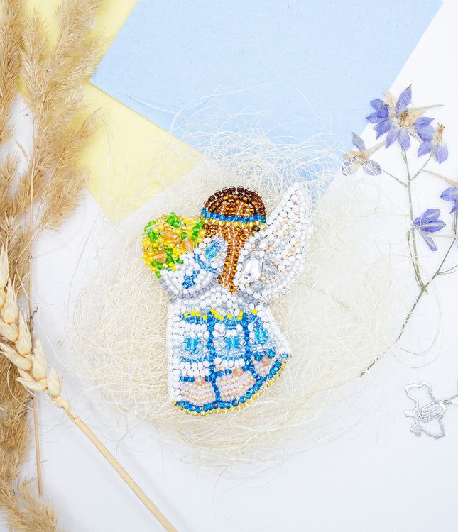 Beadwork kit for creating brooch "Ukrainian girl"
