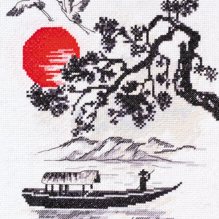 DIY Cross Stitch Kit "In the rays of the sunset" 7.9"x9.8"