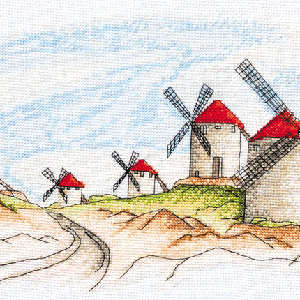 DIY Cross Stitch Kit "Windmills" 15.4"x7.1"