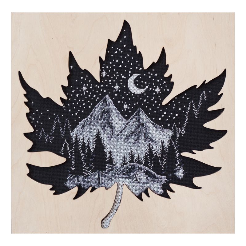 DIY Counted Cross Stitch Kit with Wood frame "In the mountains"