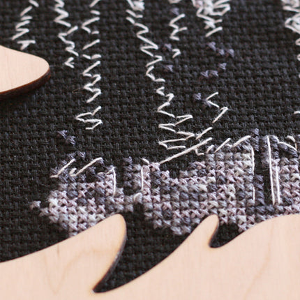 DIY Counted Cross Stitch Kit with Wood frame "In the mountains"