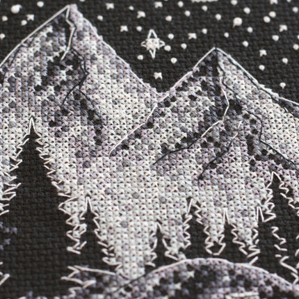 DIY Counted Cross Stitch Kit with Wood frame "In the mountains"