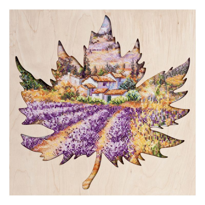 DIY Counted Cross Stitch Kit with Wood frame "Lavender fields"