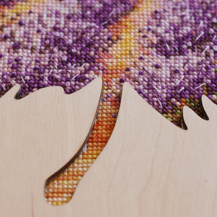 DIY Counted Cross Stitch Kit with Wood frame "Lavender fields"