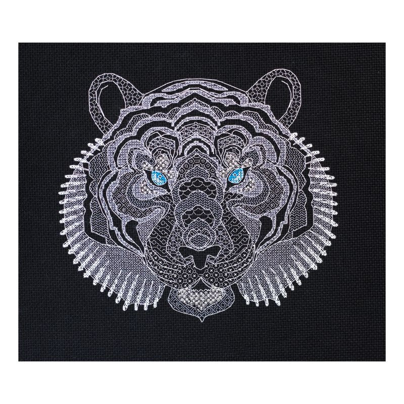 DIY Cross Stitch Kit "White Tiger" 8.3"x7.5"
