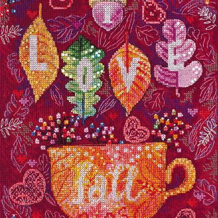 DIY Cross Stitch Kit "Colorful autumn" 7.9"x9.8"