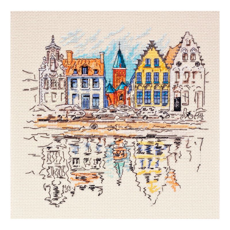 DIY Cross Stitch Kit "Colored town-1" 8.7"x8.7"